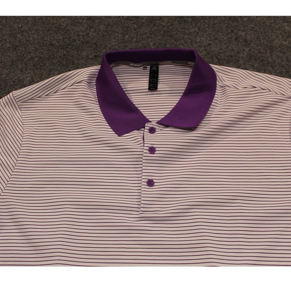 adidas Other - Adidas Mens XL Striped Golf Polo Shirt White Purple FVJY95S Short Sleeve